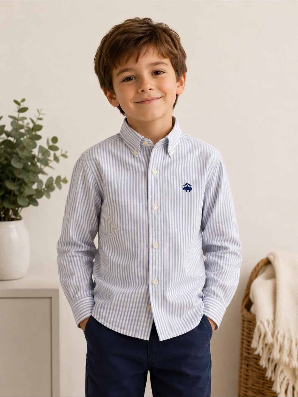 Brooks Brothers XS Blue White Stripe Supima Cotton Non-Iron Button Down Shirt